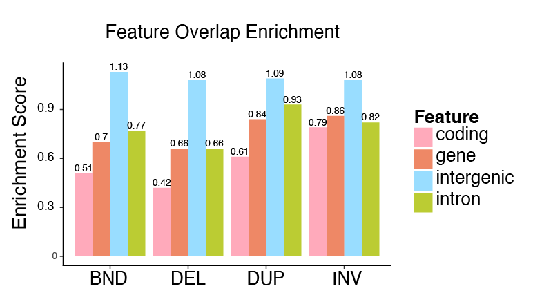 Structural variant overlap enrichment